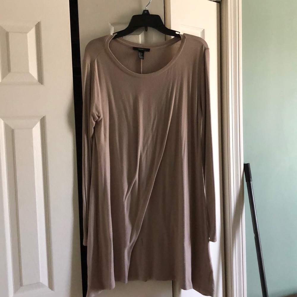 Forever 21 Beige Long Sleeve Shirt Dress